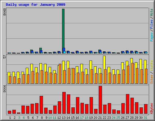 Daily usage for January 2009
